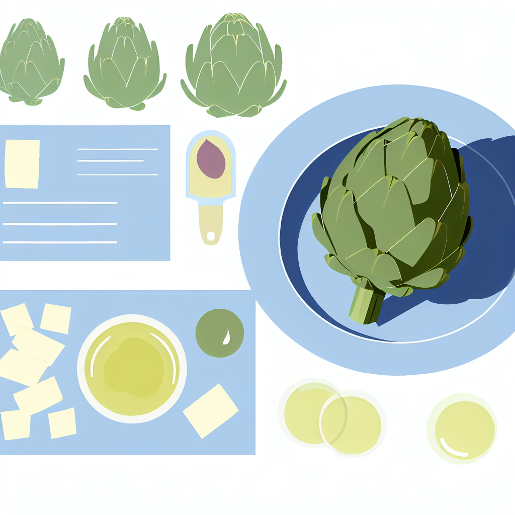 Taze enginar ve temel malzemelerle zeytinyağlı enginar hazırlanışı gösteren tablo